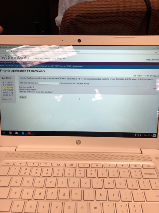 Out Israel Jimene th Skiils and Some Applications Homework for MAT 135P