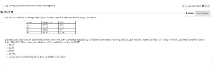  Moving to another ton will save this response Question 41 of