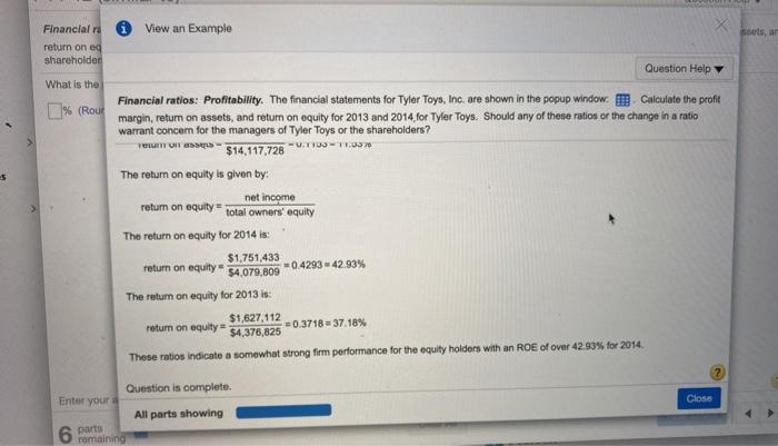 Tyler Toys. Should any of these ratios or the change in a