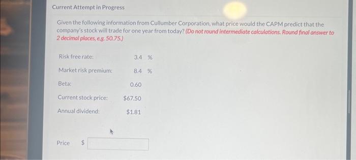  Current Attempt in Progress Given the following information from Cullumber Corporation,