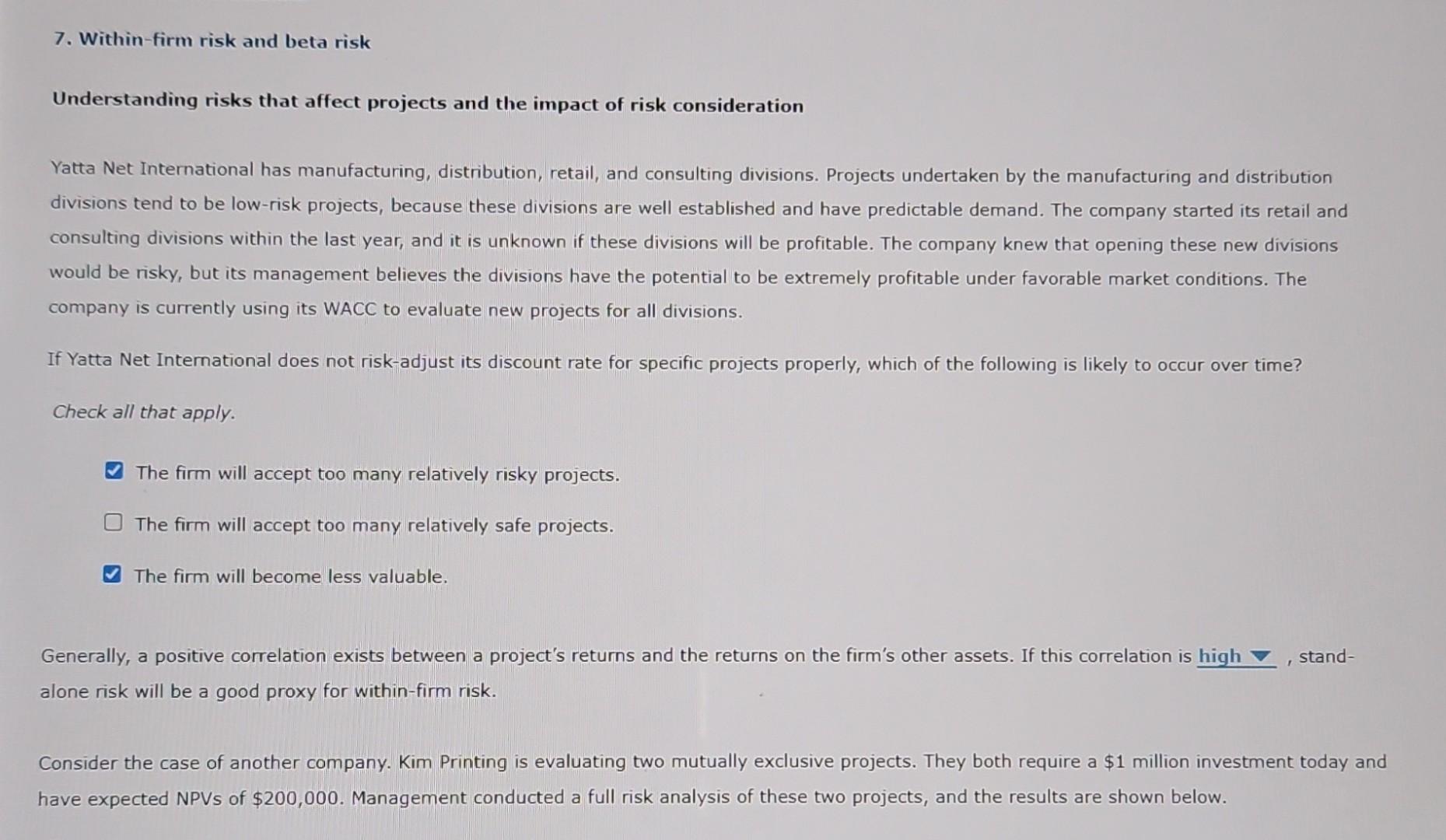 Please help Understanding risks that affect projects and the impact of