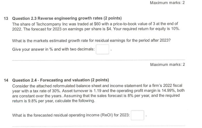  13 Question 2.3 Reverse engineering growth rates (2 points) The share
