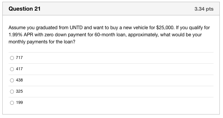 Please help with the question below. Question 21 3.34 pts Assume you