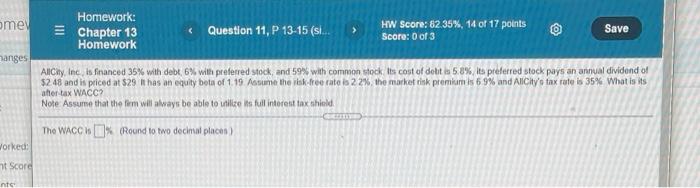  ome Homework: Chapter 13 Homework Question 11, P 13-15 (sl.. >