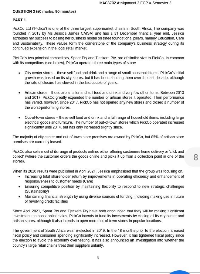 1. Credit sales increased from 55% of turnover in 2020 to 65%