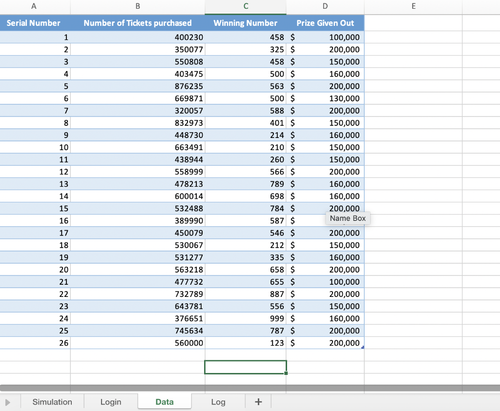 in the Data worksheet table, you want to record it in a