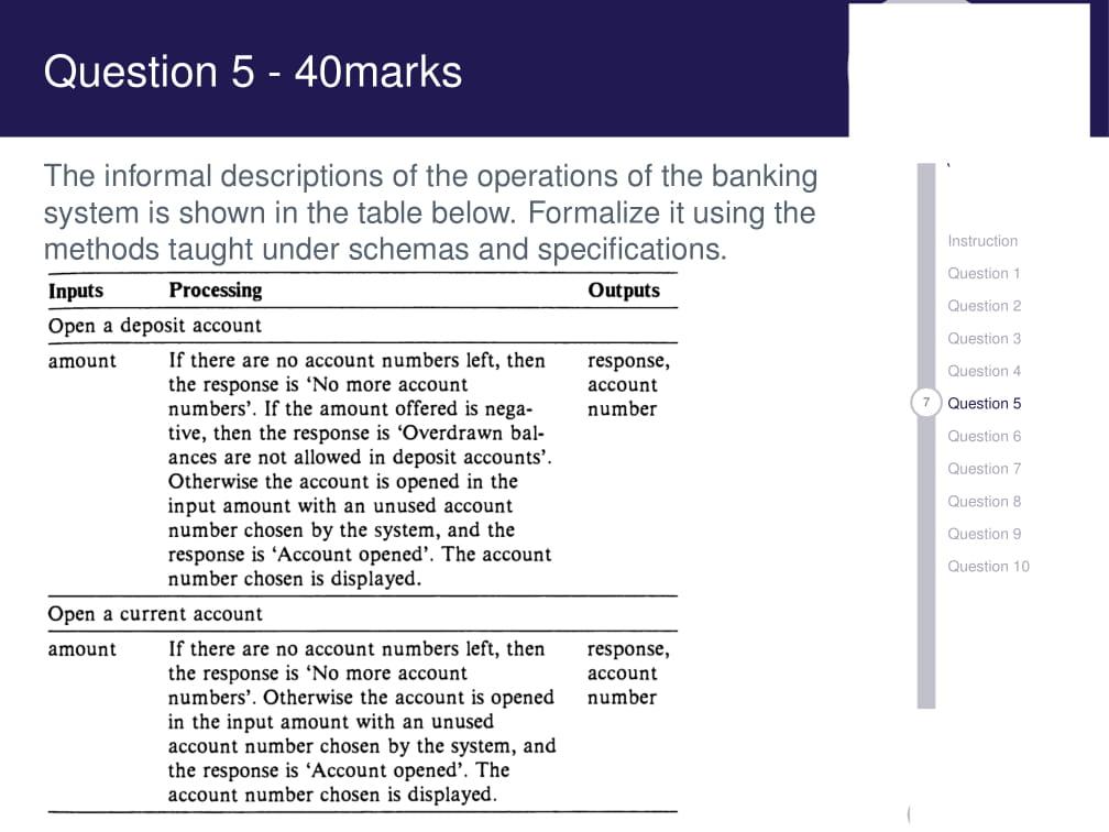 Question 5 - 40marks Instruction Question 1 Question 2 Question 3
