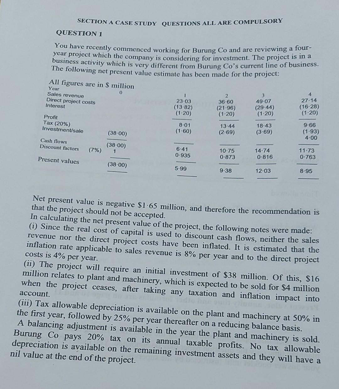  SECTION A CASE STUDY QUESTIONS ALL ARE COMPULSORY QUESTION 1 You