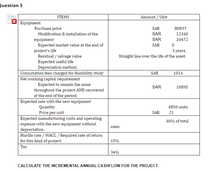 ( Show the steps( no excel uestio- > CALLULAIE IHE INLREMENIAL ANNUAL