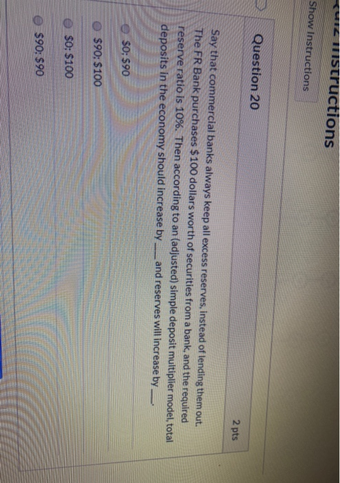  KUI Illstructions Show Instructions Question 20 2 pts Say that commercial