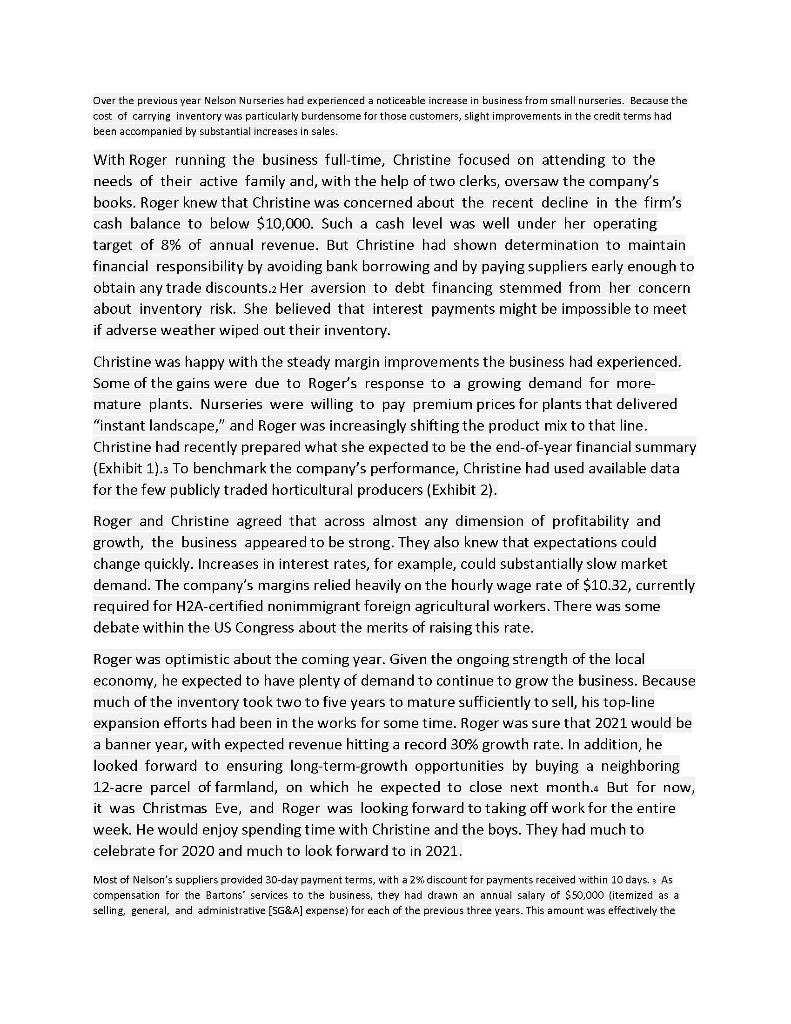 state all/any assumptions you make. Assume the Collection period, Days in Inventory