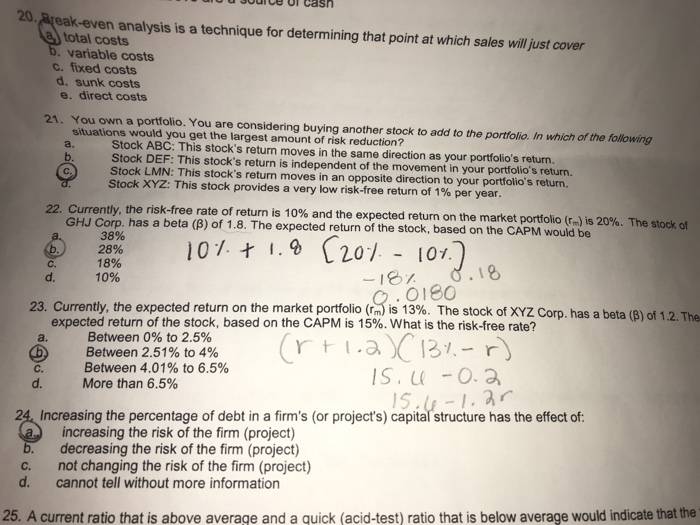  20, o.reak-even analysis is a technique for determining that point at