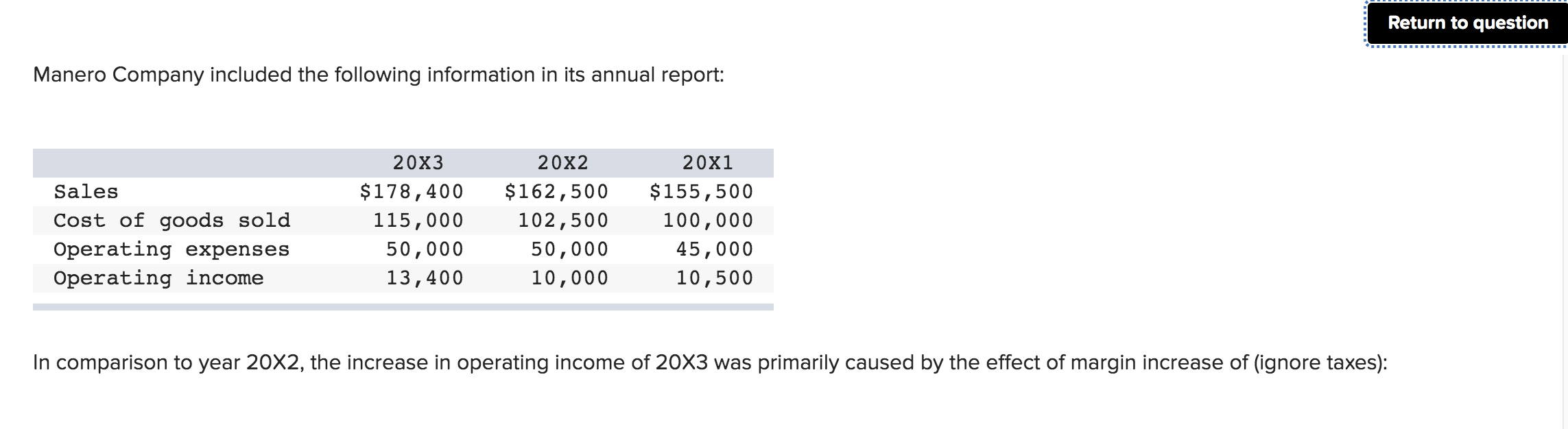 **Plese show work and why it's correct** ASAP Return to question Manero
