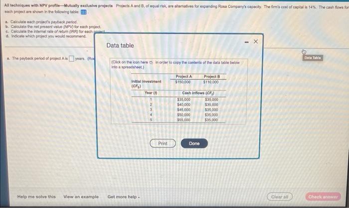  All techniques with NPV profile - Mutually exclusive projects Projects and