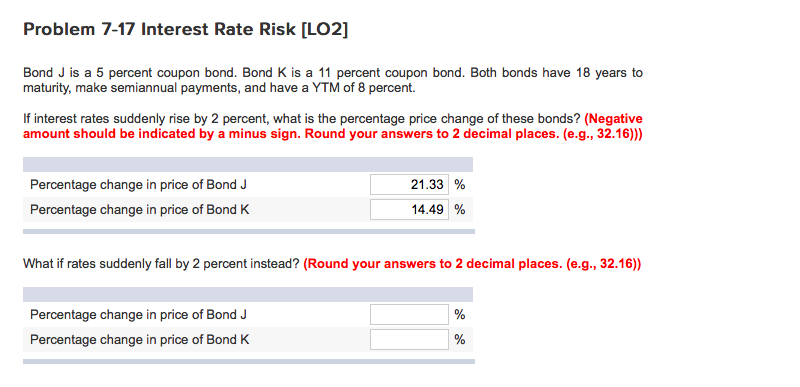  Problem 7-17 Interest Rate Risk [LO2] Bond J is a 5