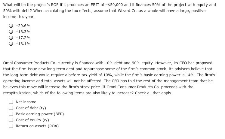 INFORMATION. THANK YOU 3. The effect of financialeverage on ROE Aa Aa