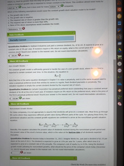  the long-FlPH return, rs, must be greater than unless a company's