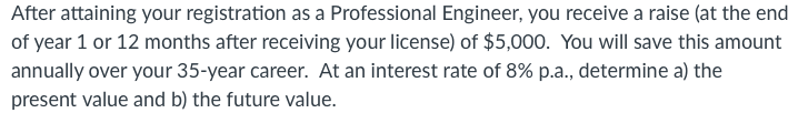 After attaining your registration as a Professional Engineer, you receive a