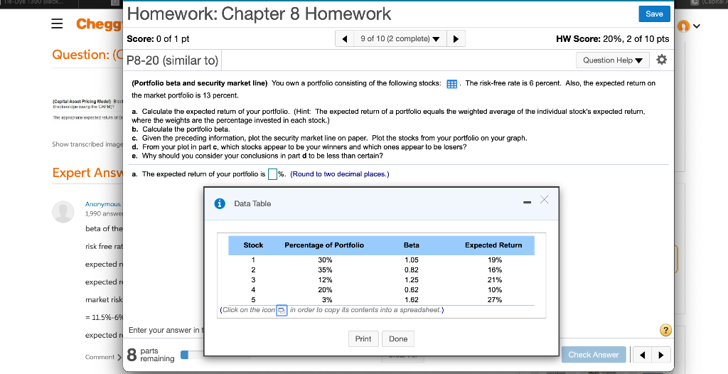 -Dye 390 DIGICK... Capital Save Homework: Chapter 8 Homework = Chegg