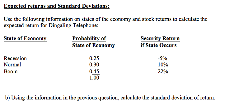 how did you get 10.88% Expected returns and Standard Deviations: Use