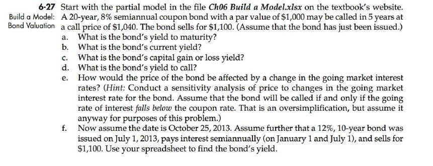 c. 6-27 Start with the partial model in the file Ch06