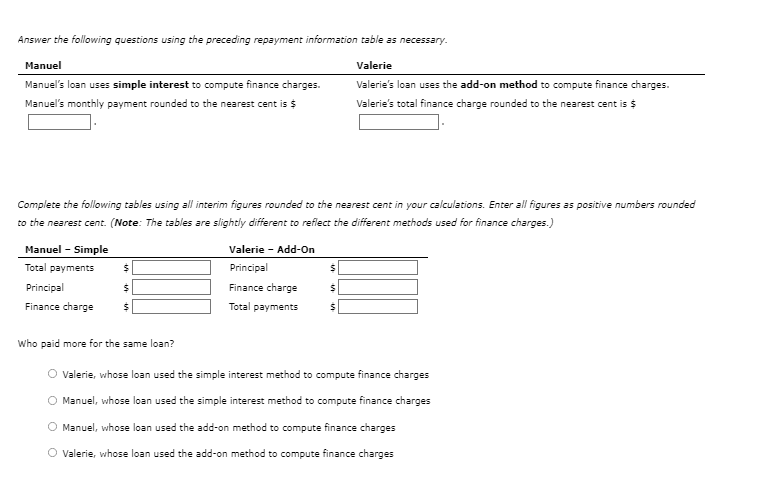 methods to compute finance charges Comparing Loan Payments Using the Simple-Interest and