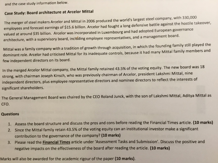  bob tricker and the case study information below. Case Study: Board