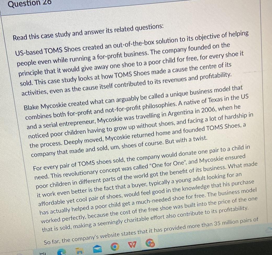  ead this case study and answer its related questions: US-based TOMS