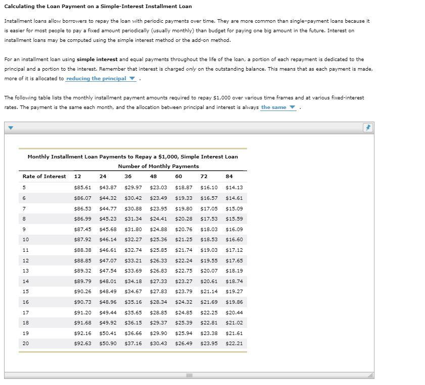Dropdown 1) reducing the principal / the finance charge. 2) the same
