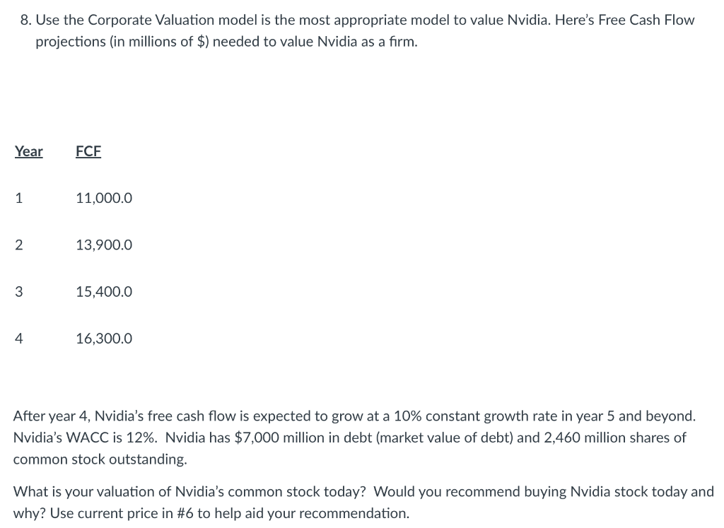 Please fill in the Excel sheet for the answer!!! Stock info: 8.