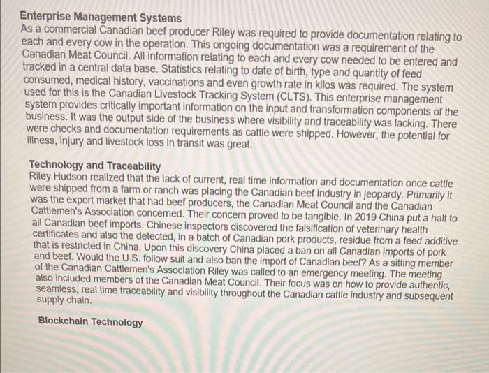 the Canadian beef industry. As you read through the case, think about