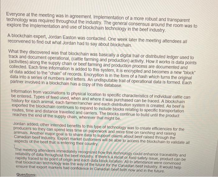 its focus: product traceability and documentation throughout the supply chain. The Canadian