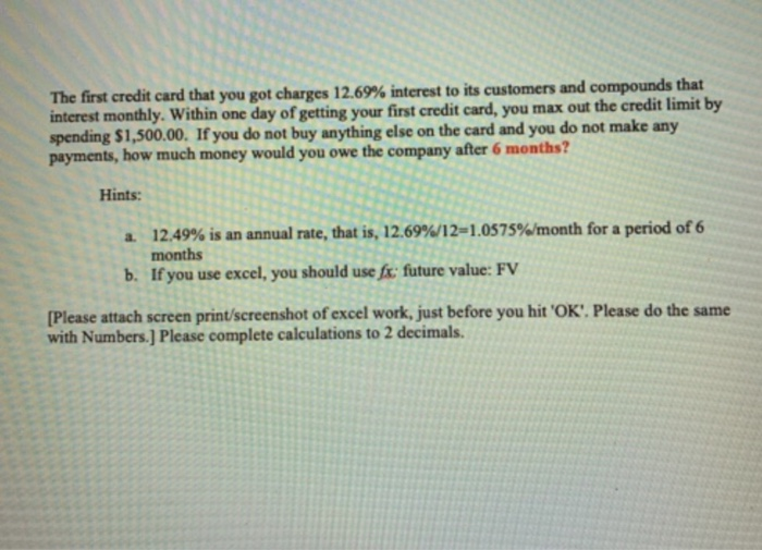 please show excel work, choose option B The first credit card that