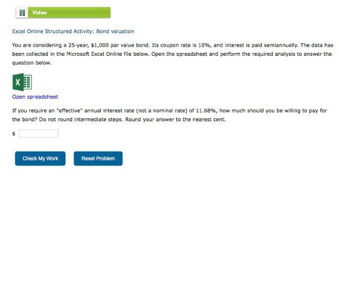  Video Excel Online Structured Activity: Bond valuation You are considering a