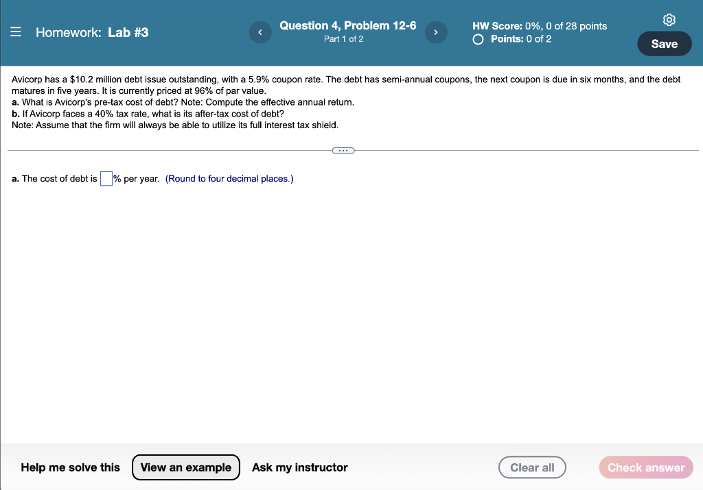  = Homework: Lab #3 Question 4, Problem 12-6 Part 1 of