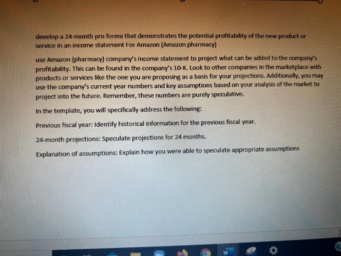  develop a 24-month pro forma that demonstrates the potential profitability of