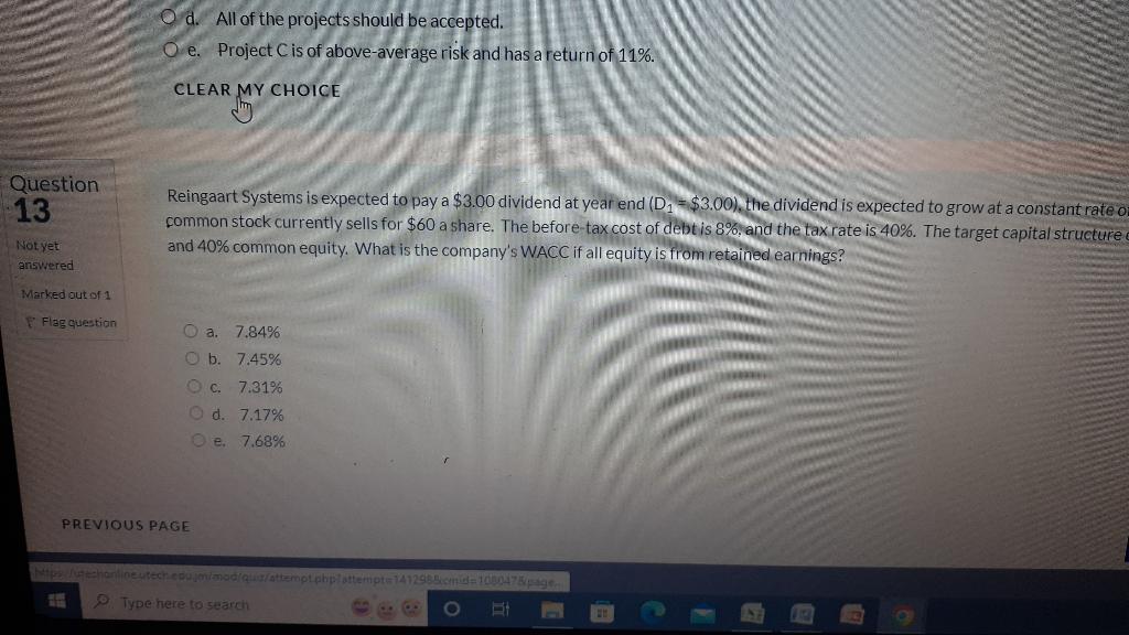 d. All of the projects should be accepted. e. Project C