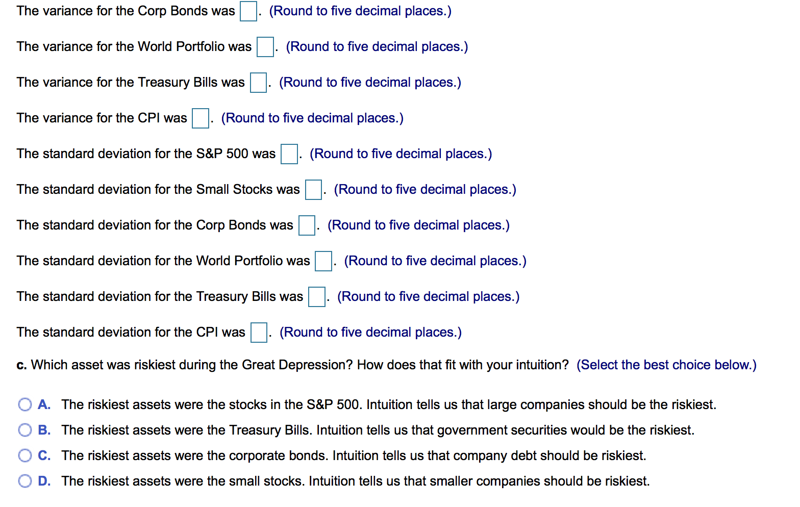 into a spreadsheet. Yearly returns from 1929-1940 for the S&P 500, small