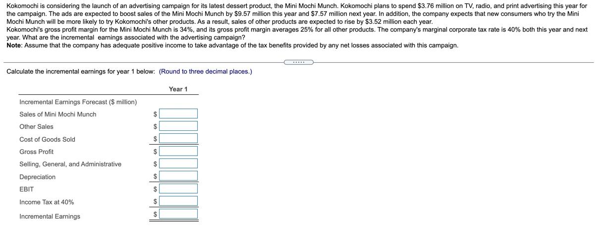  SOLVE FOR YEAR 2 ALSO Kokomochi is considering the launch of