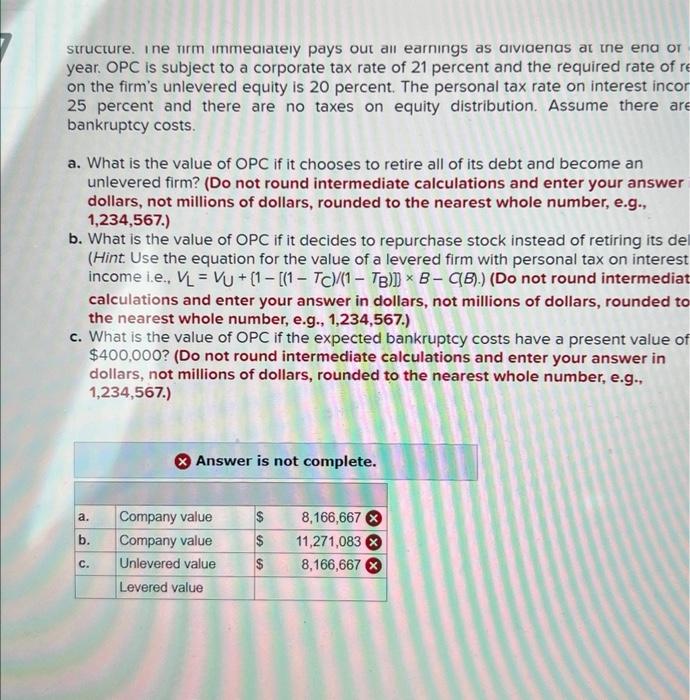 Company (OPC) has $2.5 million in excess cash. The firm plans to