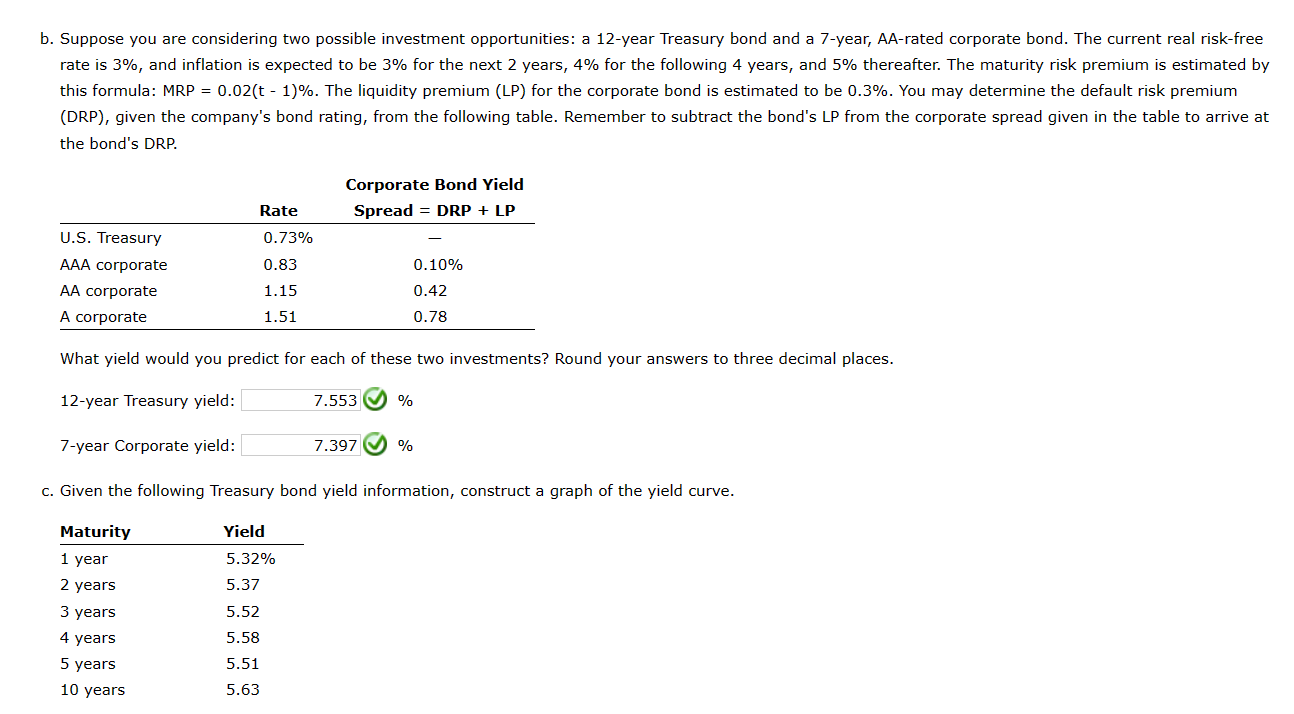 that shows both the Treasury and the corporate bonds. Round your answers