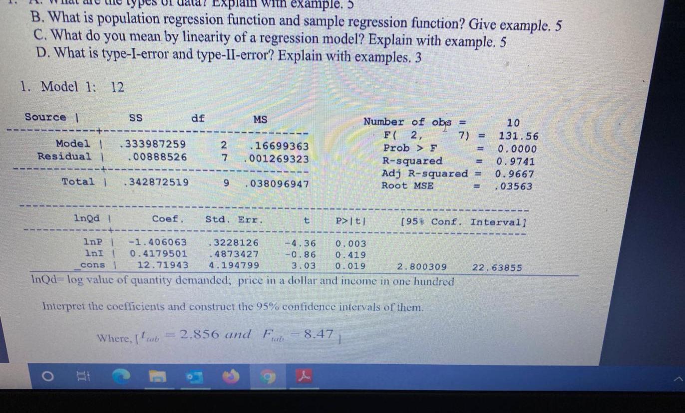  example. 5 B. What is population regression function and sample regression