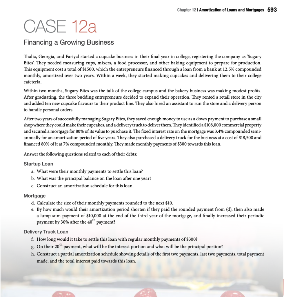 How do you answer question E Chapter 12 Amortization of Loans