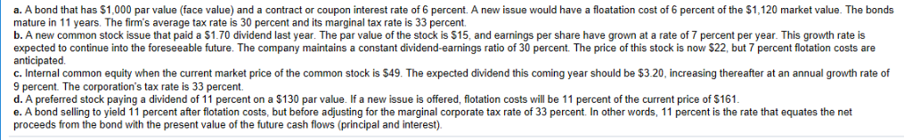 a. A bond that has $1,000 par value (face value) and