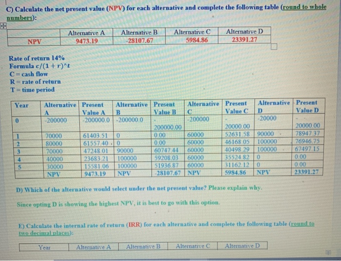 EXCEPT G and H. company's required rate of return is 14%. The