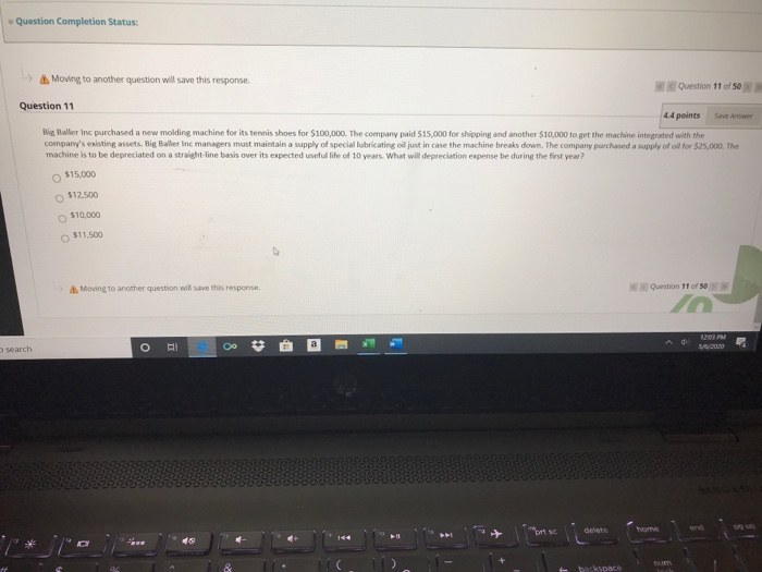  Question Completion Status: > Moving to another question will save this