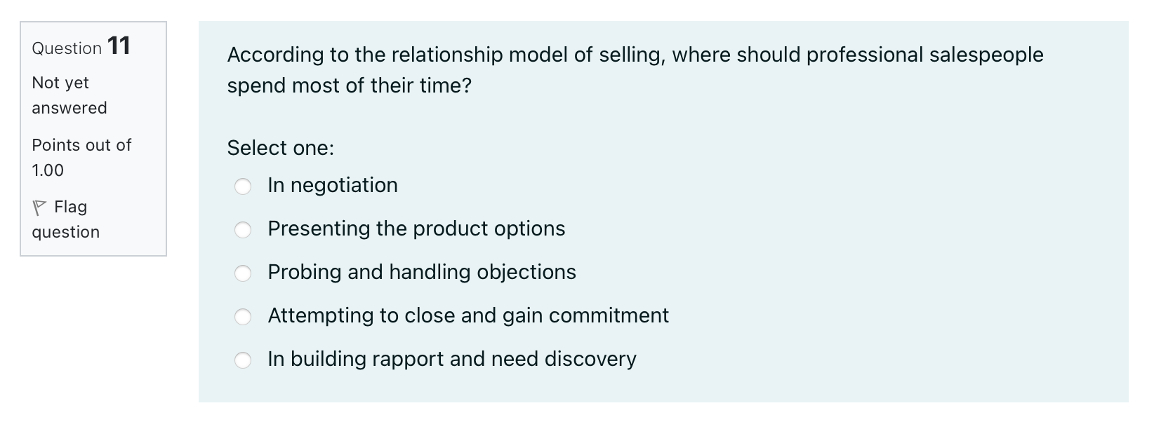 order to make a crucial point in his sales presentation, Mary leans