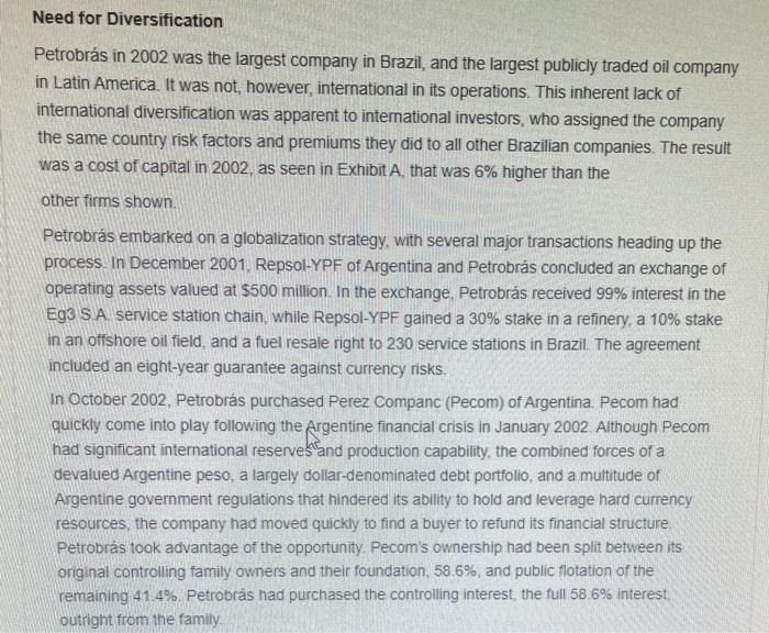 provided Petrobrs of Brazil and the Cost of Capital1 The national oil