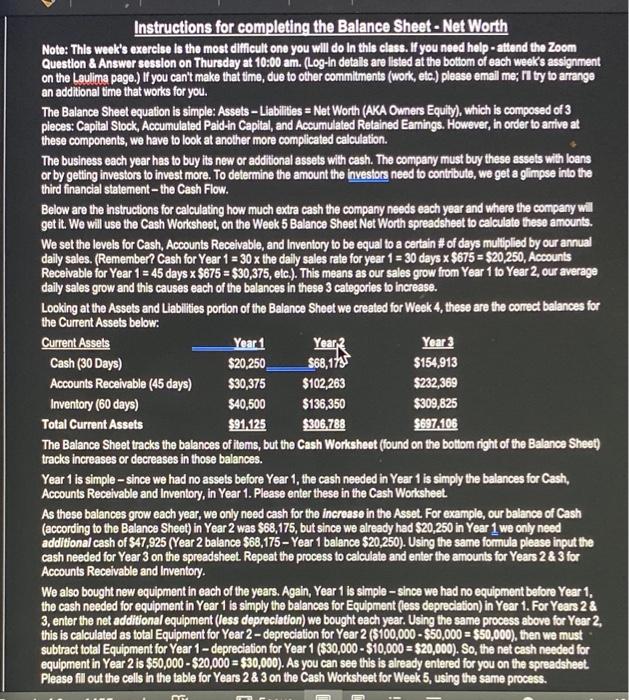 this balance worksheet. need to complete everything inder NET WORTH and CASH