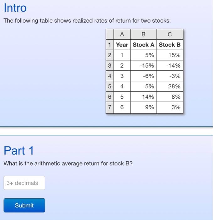 please answer parts 1-5 using excel The following table shows realized rates